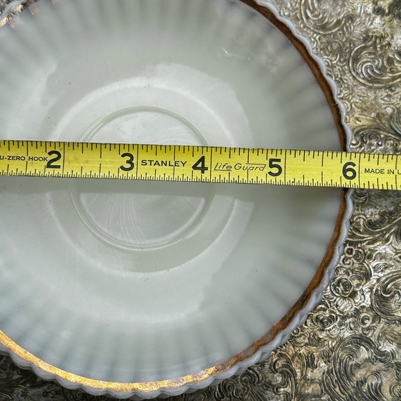 Antique Petalware Monax Gold Trim Saucers Set of 3 Vintage Macbeth Evan’s - Picture 7 of 7